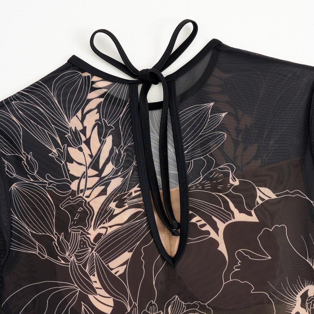 Vintage Long Sleeve UV Protection One Piece Swimsuit For Women Retro Swimwear Comfortable Stylish Bathing Suit For Beach Pool Activities