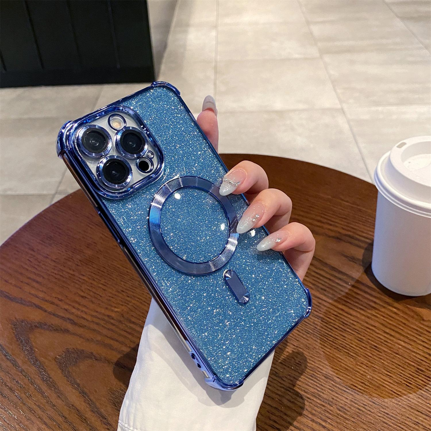 

Гальванізований блискучий чохол для мобільного телефону для IPhone16e Прозорий магнітний захисний чохол для зарядки для Apple 15ProMax For iPhone14Pro