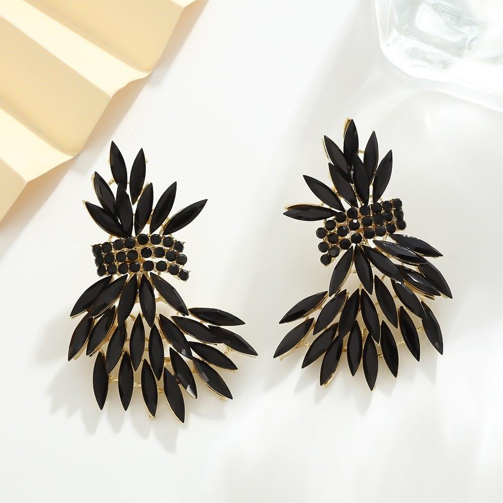 Exaggerated Wing Earrings Shaped Like Leaves Crystal Earrings Wheat Drop Earrings  Gift for Women