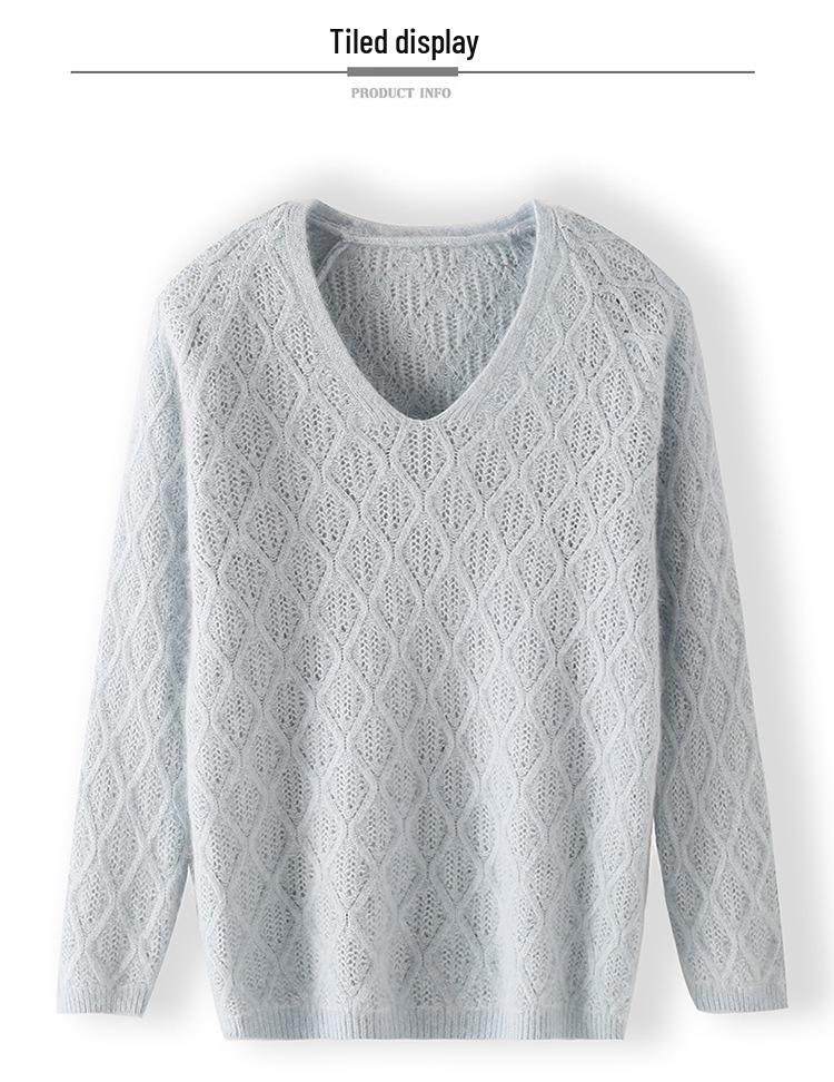 2025 A/W Women's V-Neck Mink Cashmere Loose Knit Pullover Sweater