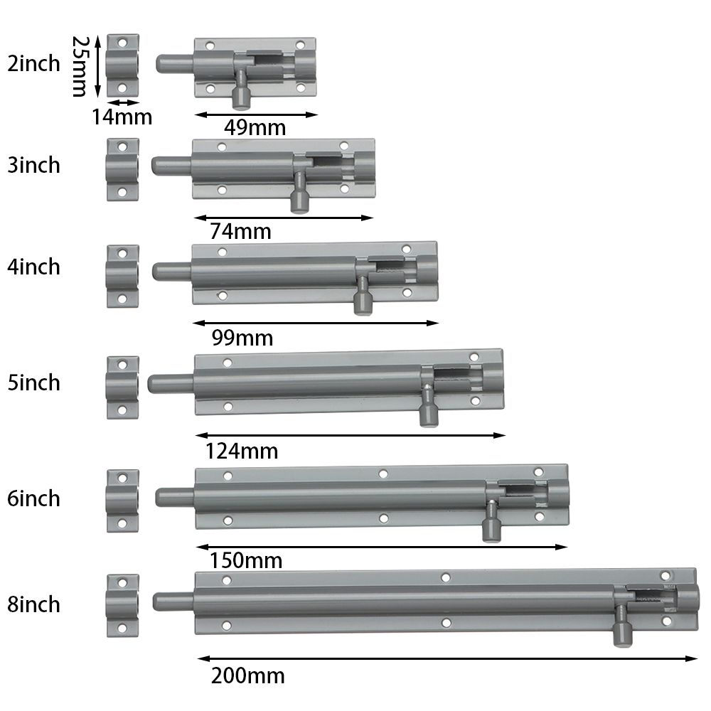 2-8" Window Catch Lock Door Lock Buckle Heavy Duty Large Garden Gate Shed Sliding Door Tower Bolt Latch Catch Home Hardware