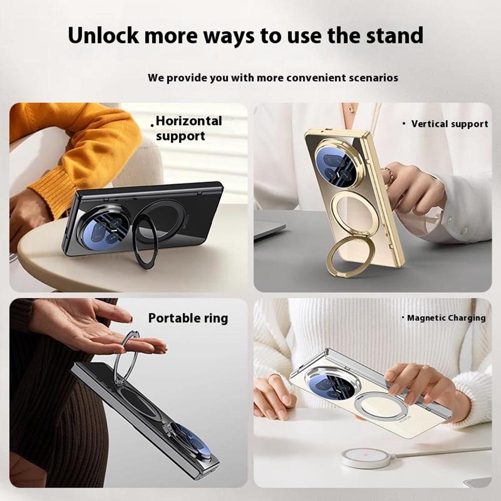 For Honor Magic V5 5G Case Compatible with MagSafe Kickstand Electroplated PC Phone Cover with Screen Protector