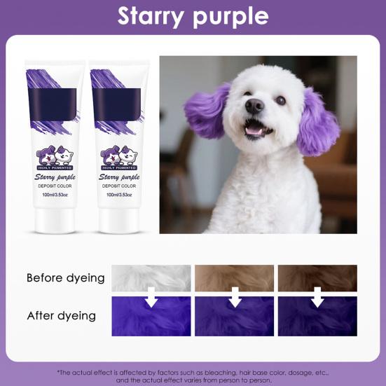 Yousheng Tierhaarfarbe Temporär Ungiftig Hundehaarfarbe 100ml Waschbar Helle Farben Sichere Tierhaarfarbe für Hunde Katzen