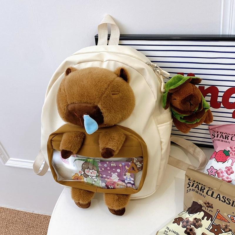 Ins Creative Cute Kapibara Doll Pain Bag Cartoon Capybara Backpack Bag Girl Student Bag