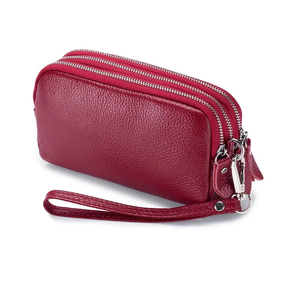 Women Handbag Women Long Wallet Genuine Leather Card Holder Large Capacity Zipper Coin Purse Multi Card Organizer Phone Bag