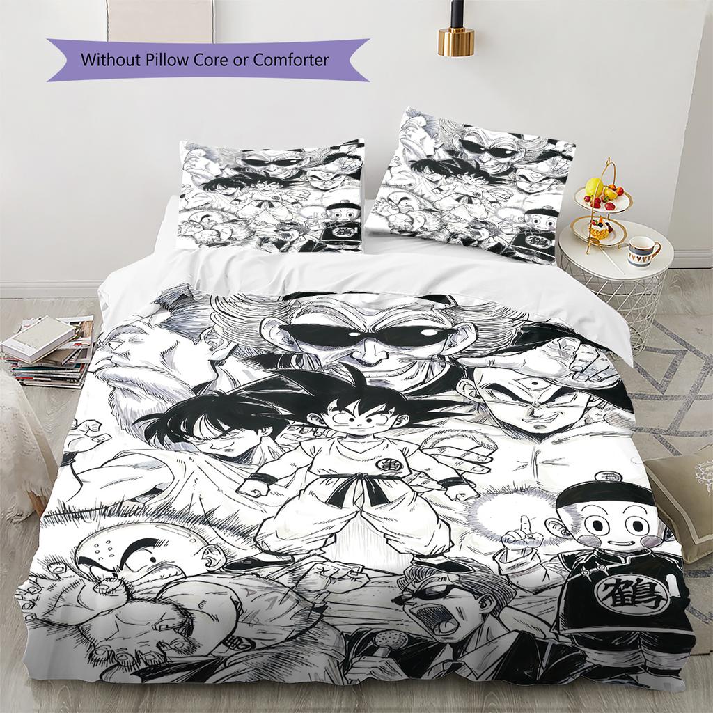 DRAGON BALL Pattern Bedding,Quilt Set Quilt Cover Pillowcase Home Birthday Gift (1 * Duvet Cover + 2 * Pillowcase, Without Core)