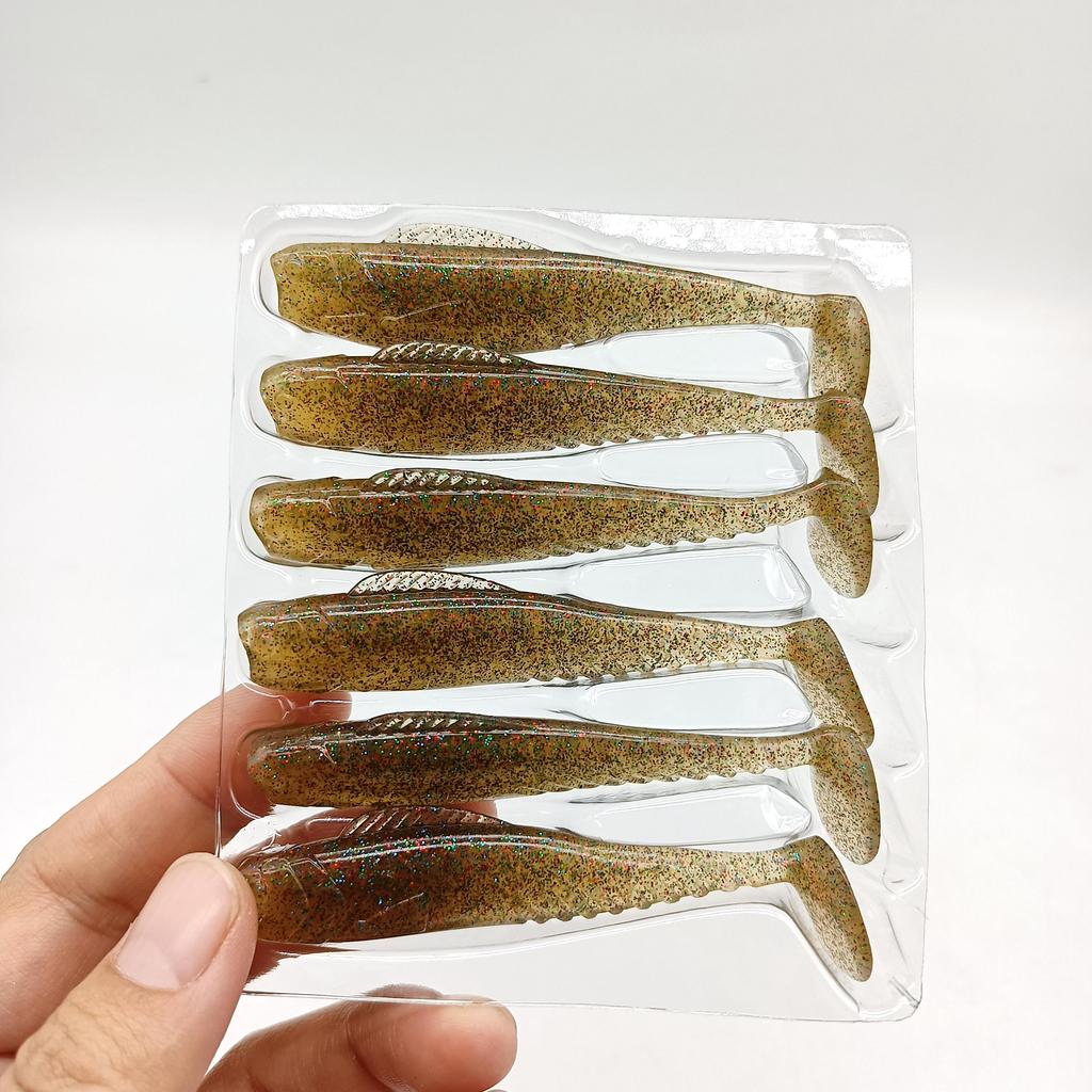 DUODUOYU 6PCS New TPE T-Tail Soft Fishing Lure 4.2g/76mm Jigging Wobblers Tackle Bass Pike Artificial Silicone Swimbait Tackle