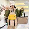 Three-Piece Backpack Set Color Contrast Large Capacity Student Schoolbag Women Backpack with Pen Bag