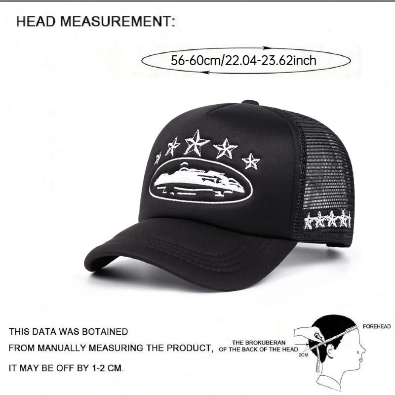 Nuovo Cappellino da Baseball Unisex con Stampa Rete Traspirante Parasole Hip Hop Trucker Cappellino Moda Urbana Sportivo Nero Taglia Unica