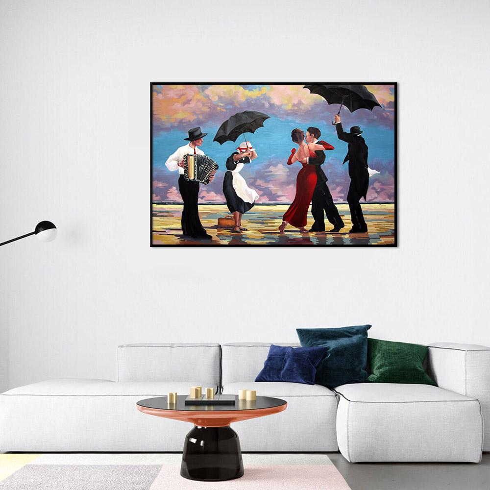 Zpívající komorník s akordeonistou Abstraktní malba Tisk Plátno Plakát Barevný obrázek Pokoj Domácí nástěnné umění Dekorace Cuadros