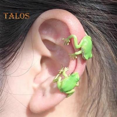 1 paio di orecchini a forma di rana con clip per orecchie, forma di animale realistica, placcati elettroliticamente, in lega antiscivolo, per feste, eventi e uso quotidiano