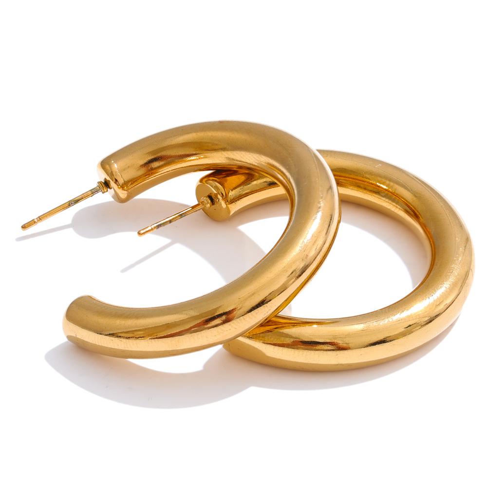 Eetit Daily Versatile Stainless Steel C-Shape Huggie Earrings for All Occasions 18K Gold Color Simple Charm Jewelry New