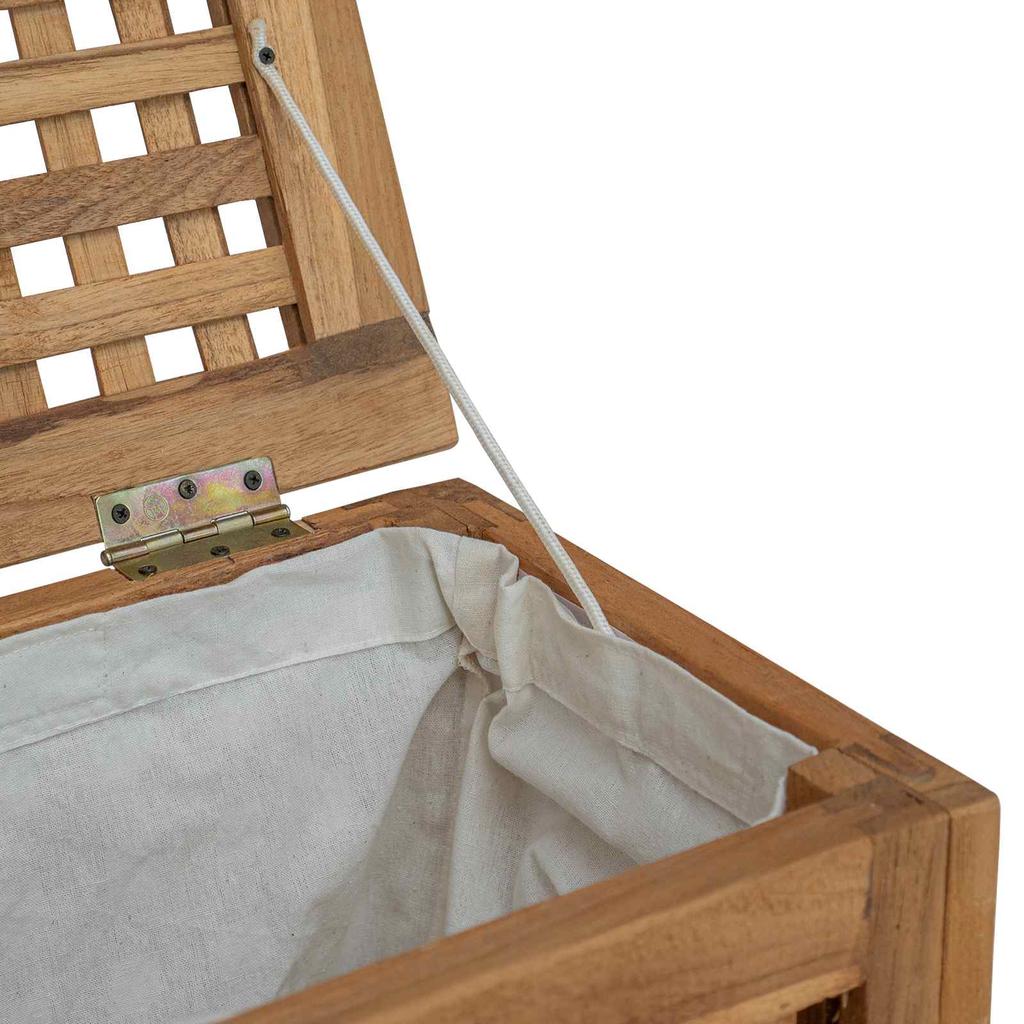 Laundry Basket Natural 35 x 25 x 60 cm Solid Teak Wood