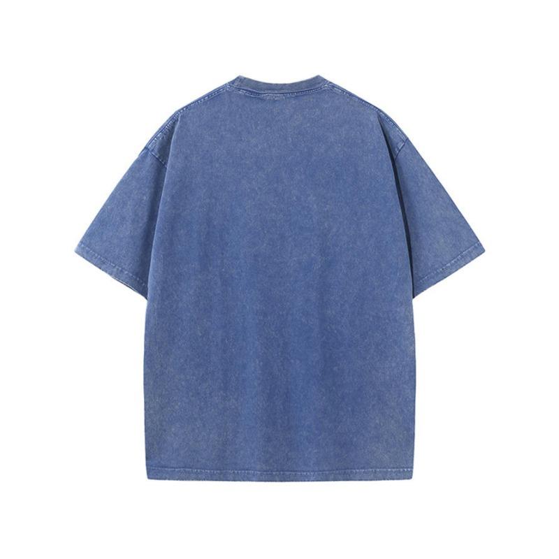 Herren Schweres Gewaschenes Vintage Lockeres Drop Shoulder Kurzarm T-Shirt
