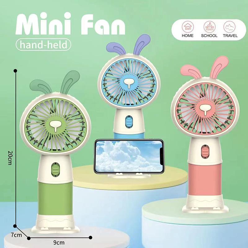 Portable Rechargeable Mini Fan with Three Speeds - Cartoon Design for Kids