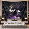 Custom Name Text Tapestry Deep Purple Personalized Polyester Wall Tapestry For Bedroom And Room