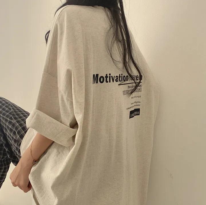 Cotton Short-sleeved T-shirt Women's Medium and Long Summer Internet Celebrity Loose Korean Version Medium and Long