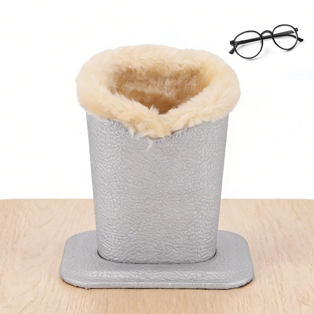 Plush Lined Eyeglasses Holder PU Anti Scratch Glasses Storage for Sunglasses Silver