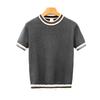 Summer Men's White Striped Short-Sleeve Knit Top