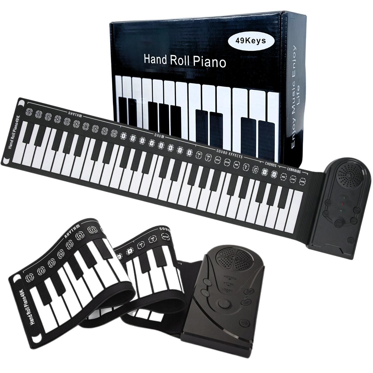 Portable Electronic Piano with Silicone Roll-Up Keyboard 49 Keys