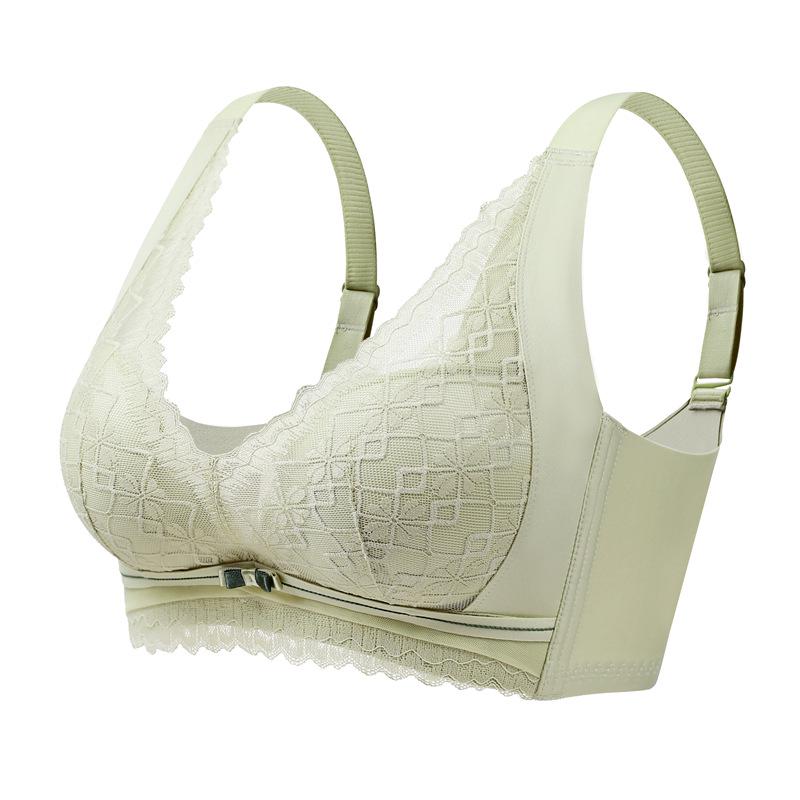 Women's Wire-Free Lace Push-Up Bra: Anti-Sagging, Side Support, Adjustable Fit, Minimizes Look of Large Breasts