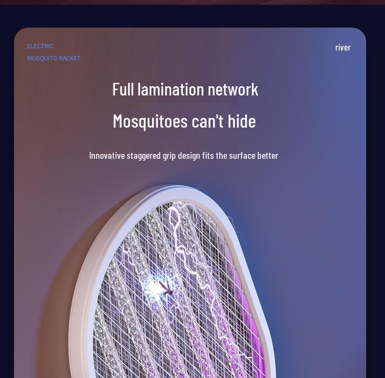 3-in-1 Folding Electric Mosquito Swatter & Lamp: Rechargeable, Multifunctional, Automatic Luring, Hangable Mosquito Killer.