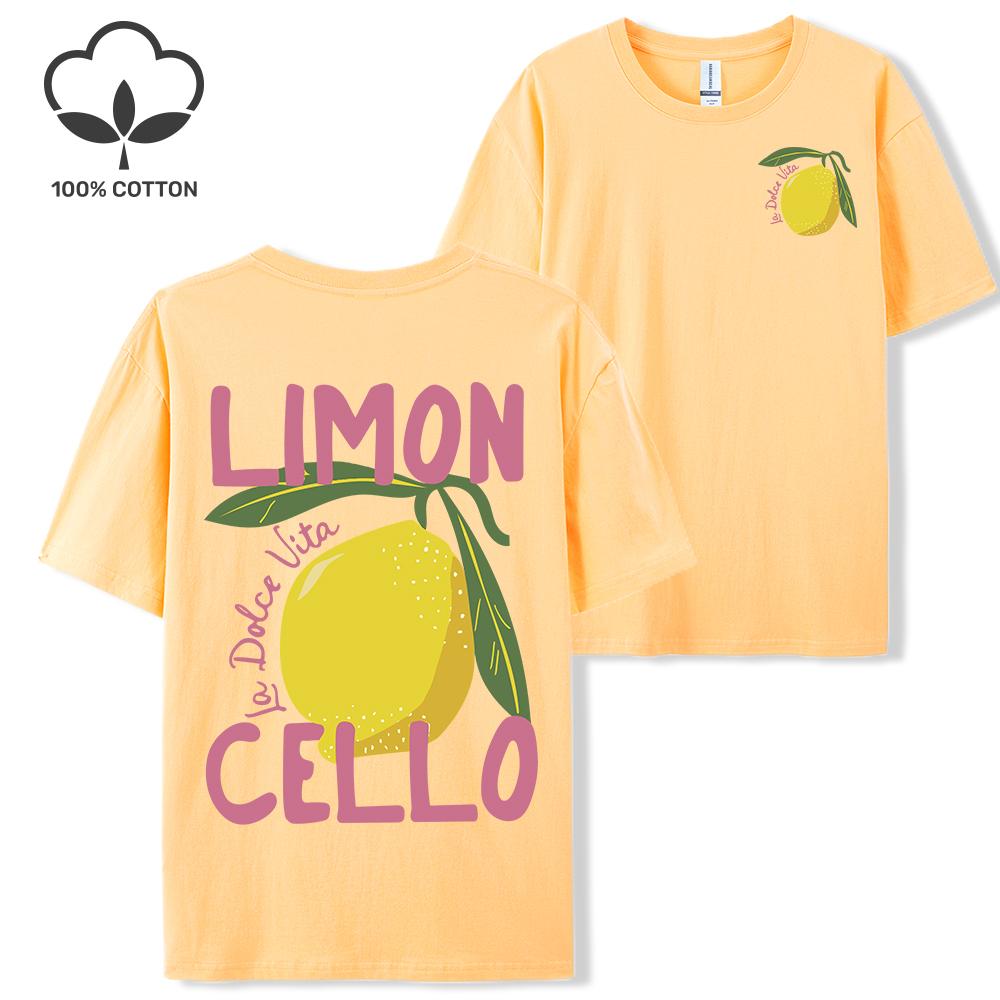 Creative Lemon Fruit Cello Pattern T Shirt Women Summer Comfortable Tops Soft T-Shirts Cotton All-Match Female Short Sleeve