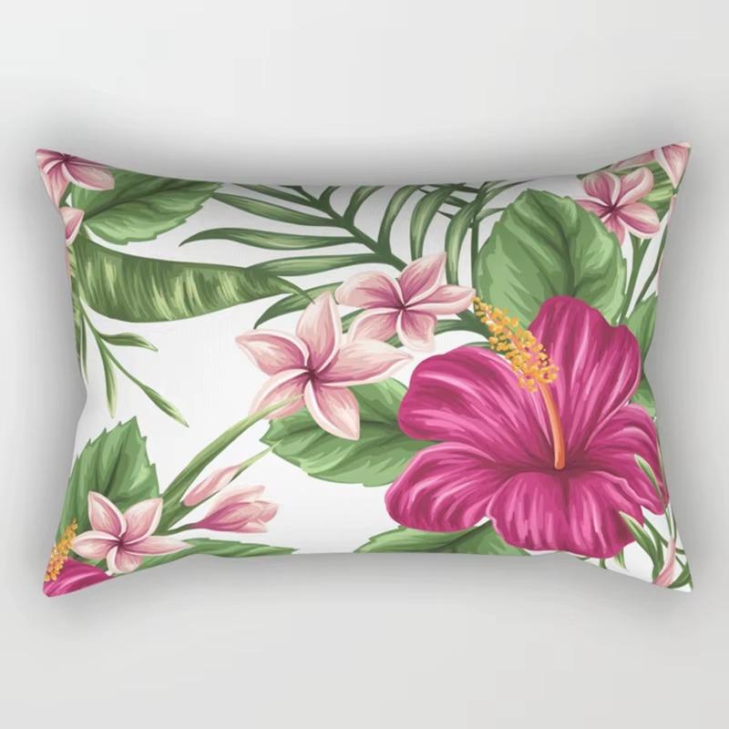 30*50cm Tropische Blume Pflanzenmuster Gedruckter Dekorativer Kissenbezug Schlafzimmer Wohnzimmer Zuhause Rechteckiger Kissenbezug Kissen