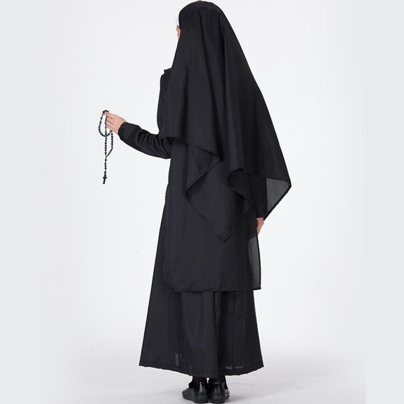 Halloween nun costumes, Virgin Mary stage performance black robe