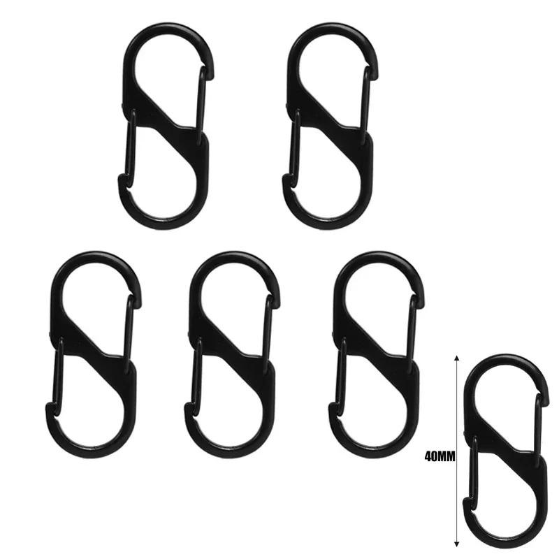 10Pcs S-Type Zinc Alloy Carabiner with Lock Mini Keychain Hook Anti-Theft Outdoor Camping Backpack Buckle Key-Lock Accessories.