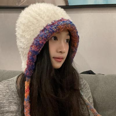 Autumn and Winter Large Head Circumference Woolen Hat Showing Small Face Thickened Cold Hat Warm Ear Protection Knitted Headband Knitted Hat