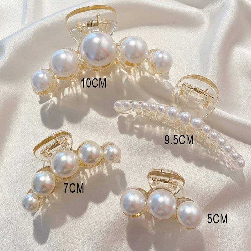 Vintage Pearl Clips Set Large Claw Korean Ponytail Big Barrettes Jaw Hairpins For Women Hair Accessories Hairgrip Gift