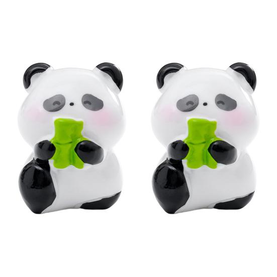 2 Stück Mini-Panda-Figuren Niedliche Harz-Panda-Statuen DIY Miniatur-Panda-Kuchenaufsätze für Feengarten Mikro-Moos-Landschaft Büro Heim Schreibtisch Dekoration