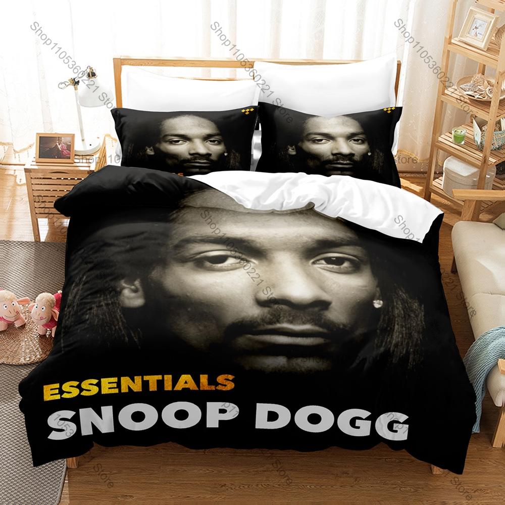 Rapper Snooop Doggy Dogg Bedding Set Duvet Cover + 2 Pillowcases West Coast Rap Portrait Bed Linens