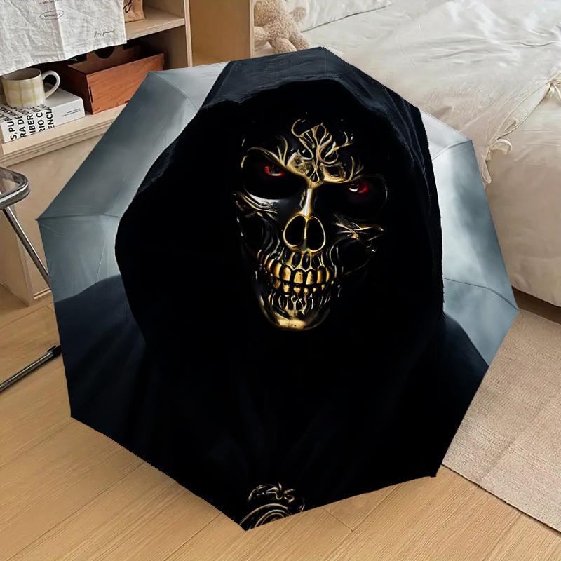 1pc Gothic Skull Mask Automatic Folding Umbrella, Casual Outdoor Accessory, Birthday Festival Gift yy251126209