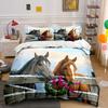 Horses with Festive Wreath Bedding Duvet Cover Set  (1*Duvet Cover 2*Pillowcases, Without Duvet Insert)