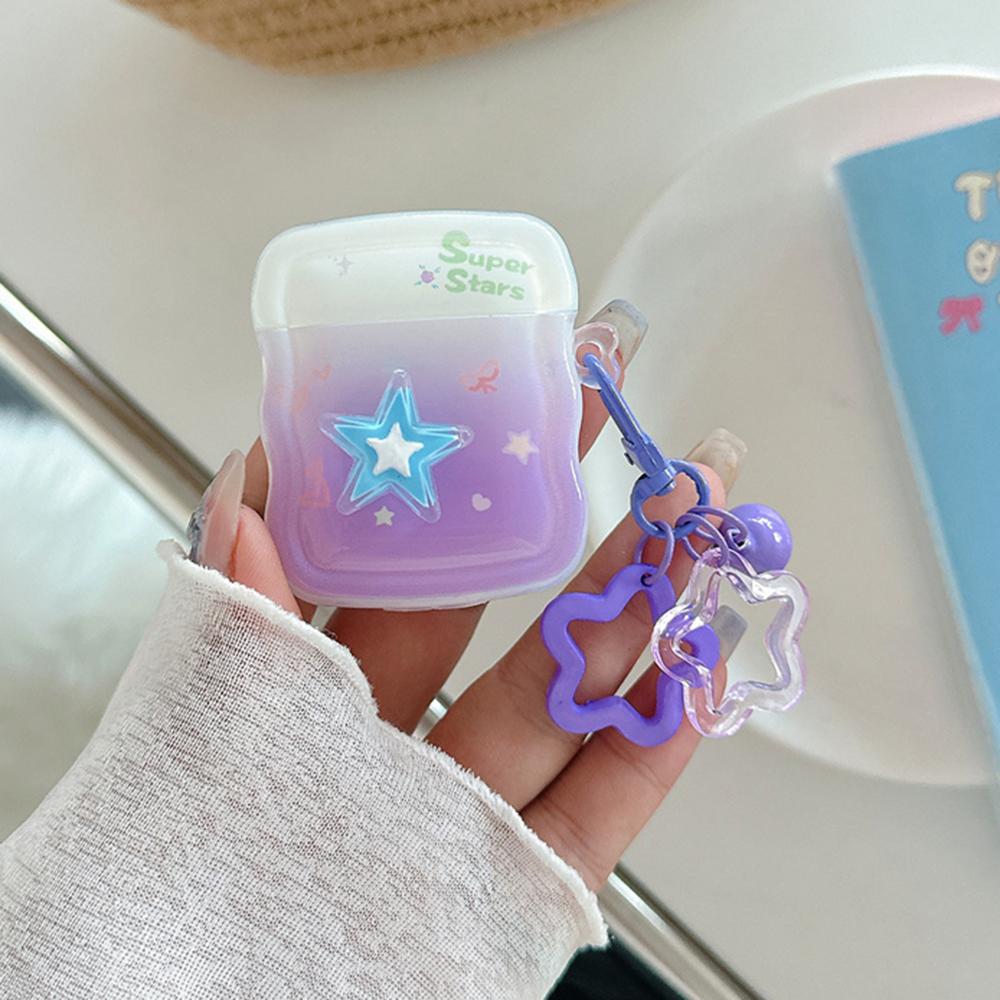 

For Apple AirPods with Wireless Charging Case (2019)/AirPods with Charging Case (2019)/(2016) Star Design TPU Case with Pendant