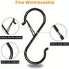 20pcs Set S-Shape Hooks with Safety Buckle Heavy Duty Black Closet Hooks Kitchen Pot Rack Hooks Multi-function Metal S Hooks