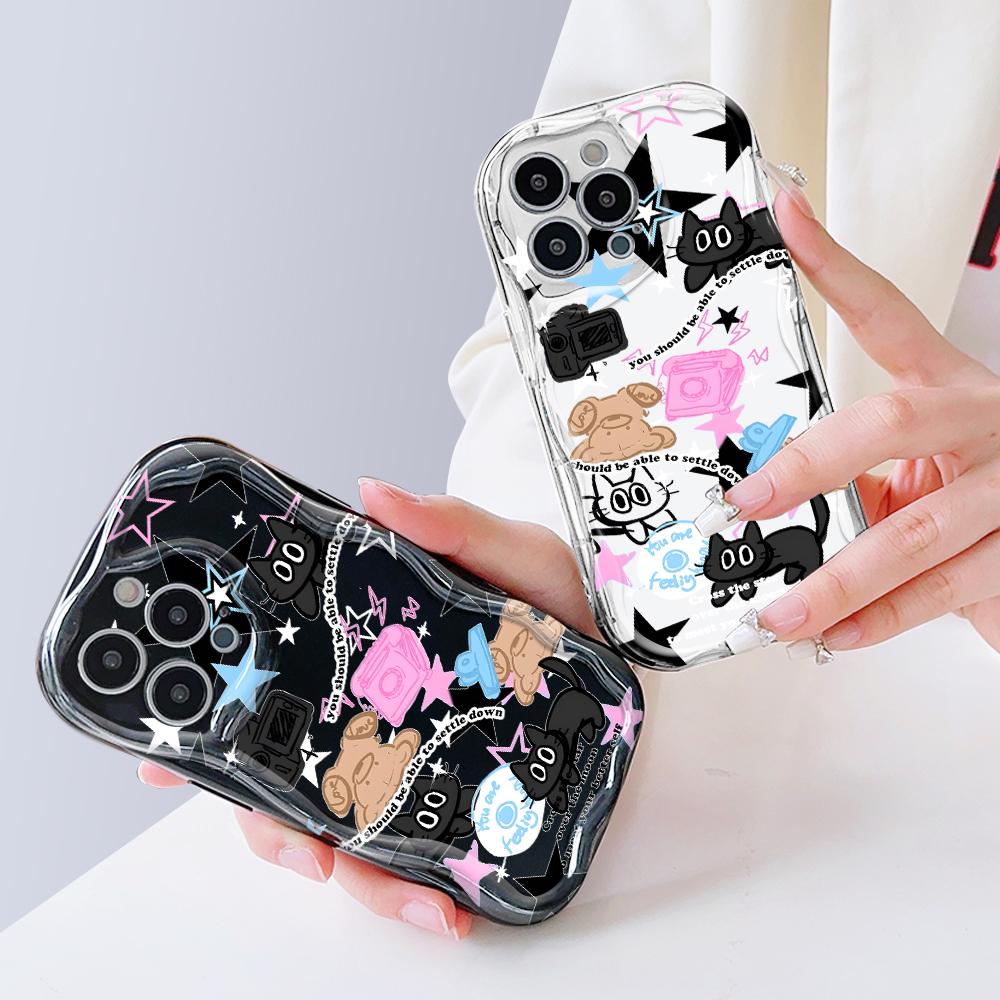 Cute Cartoon Pattern Cream Texture Casing Wavy Edge Soft Silicone Cover Phone Case for Vivo