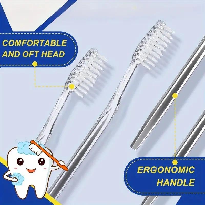 50 Gold Toothbrushes for Home Use, Couple and Family Pack, High-Quality Cleaning and Gum Protection, Premium Toothbrushes with Random Colors, Tran