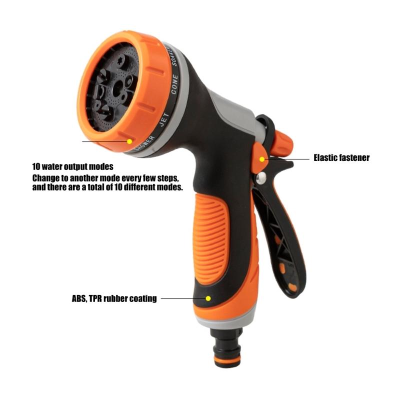 Water Hose Nozzle Multifunctional for Cleaning Watering Multiple Hand Sprayer Lightweight Heavy Duty Hose Sprayer