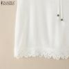 ZANZEA Women Summer Round Neck Sleeveless Lace Vests