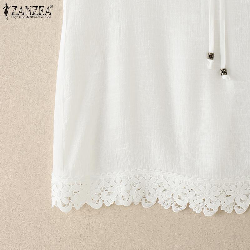 ZANZEA Women Summer Round Neck Sleeveless Lace Vests