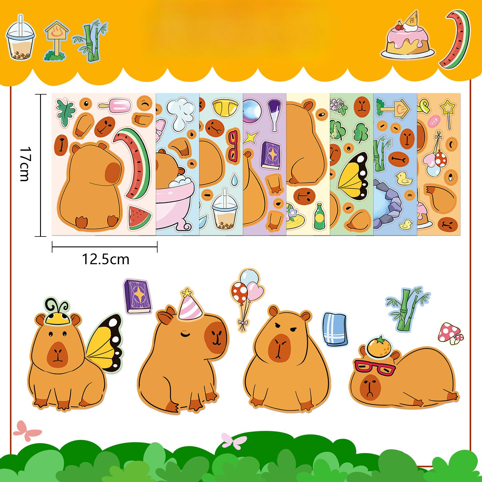 

8 картинок/набор стикеров-граффити для изменения лица капибары, стикеры-пазлы с мультяшными рожицами