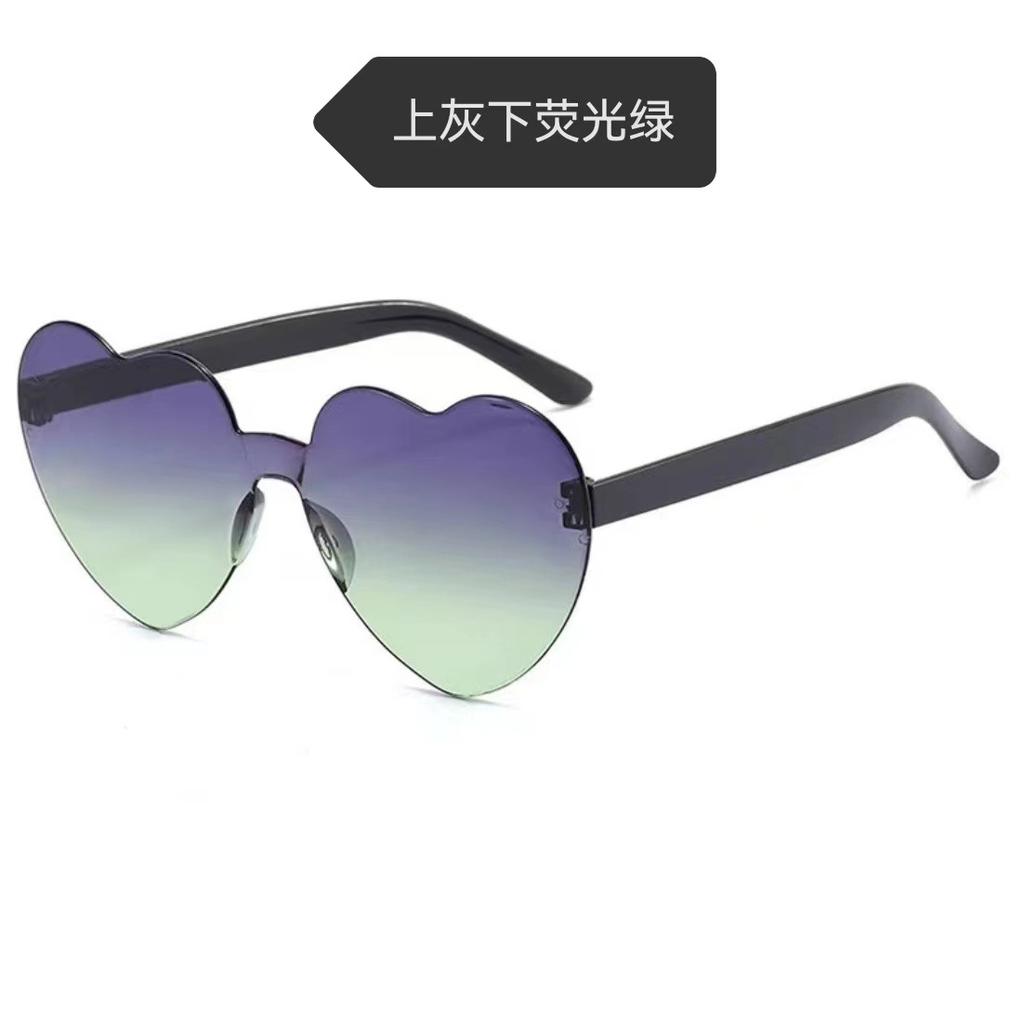 Peach Heart Sunglasses Love Glasses Trend Frameless One-Piece Marine Film Dazzling Color Sunglasses