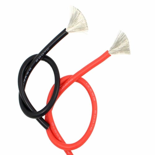 Yiqigou 2M Flexible Silicone Wire, 10AWG, 12AWG, 14AWG, 16AWG, 18AWG, 20AWG, 24AWG RC Cable Lead, Flexible Copper Cable (1M Black Silicone Wire + 1M R