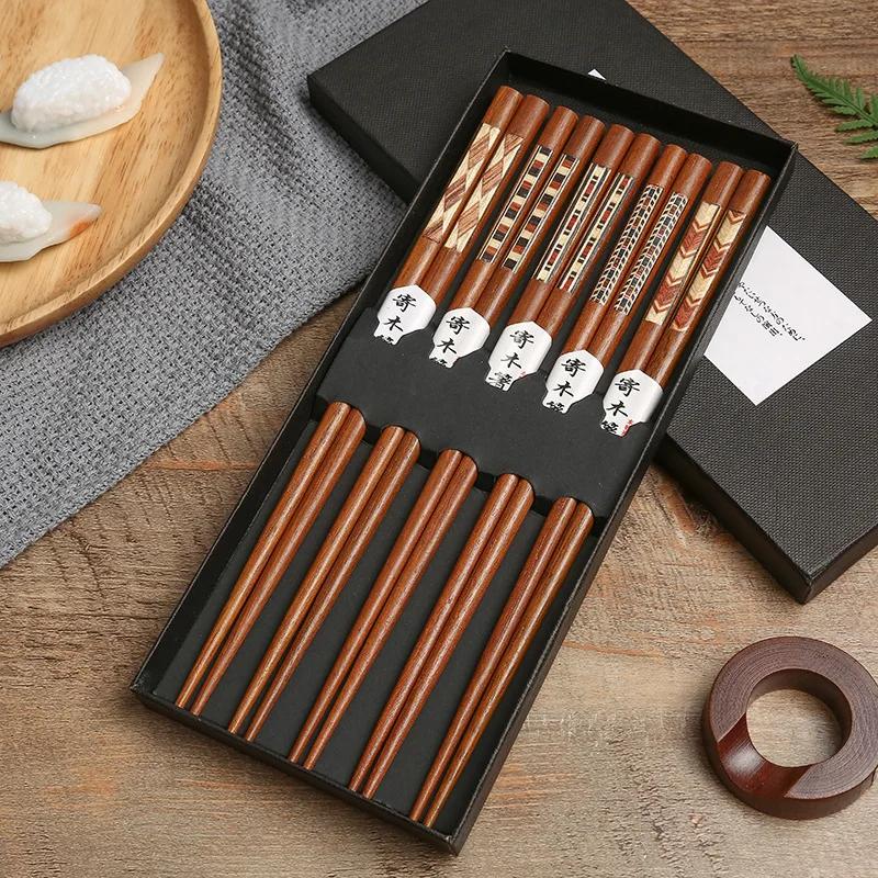 BEPAN Japanese-style pointed black solid wood chopsticks set tableware chopsticks and style solid wood chopsticks
