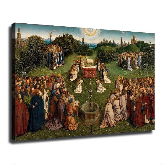 ZZWGHJ Adoration of The Lamb From The Ghent Altarpiece By Hubert Van Eyck Poster Canvas Image Printing Wall Art Decoration Aesthetics Living Room