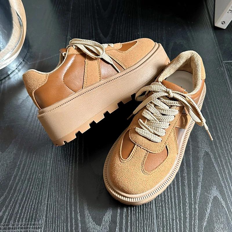 

Мода 2024 года, осень, новые туфли на толстой подошве, женские туфли с круглым носком и леопардовым принтом, сочетающиеся по цвету, со шнуровкой спереди, низкие туфли 40 коричневый