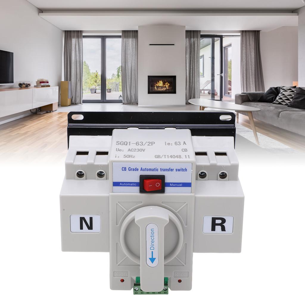 2P Automatic Transfer  Miniature Circuit Breaker Dual Power Changeover  230V 63A Dual Power Changeover